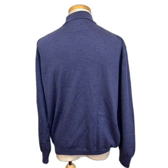 Biella Black Purple Blue Mock Turtle Neck Pure Italian Wool Sweater - Men XXL - Picture 3 of 7